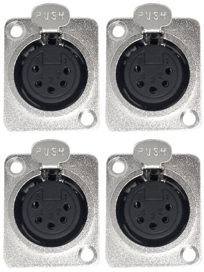 CESS 5 Pin XLR Female Socket Connector Panel/Chassis Mount (4 Pack) - Image 1